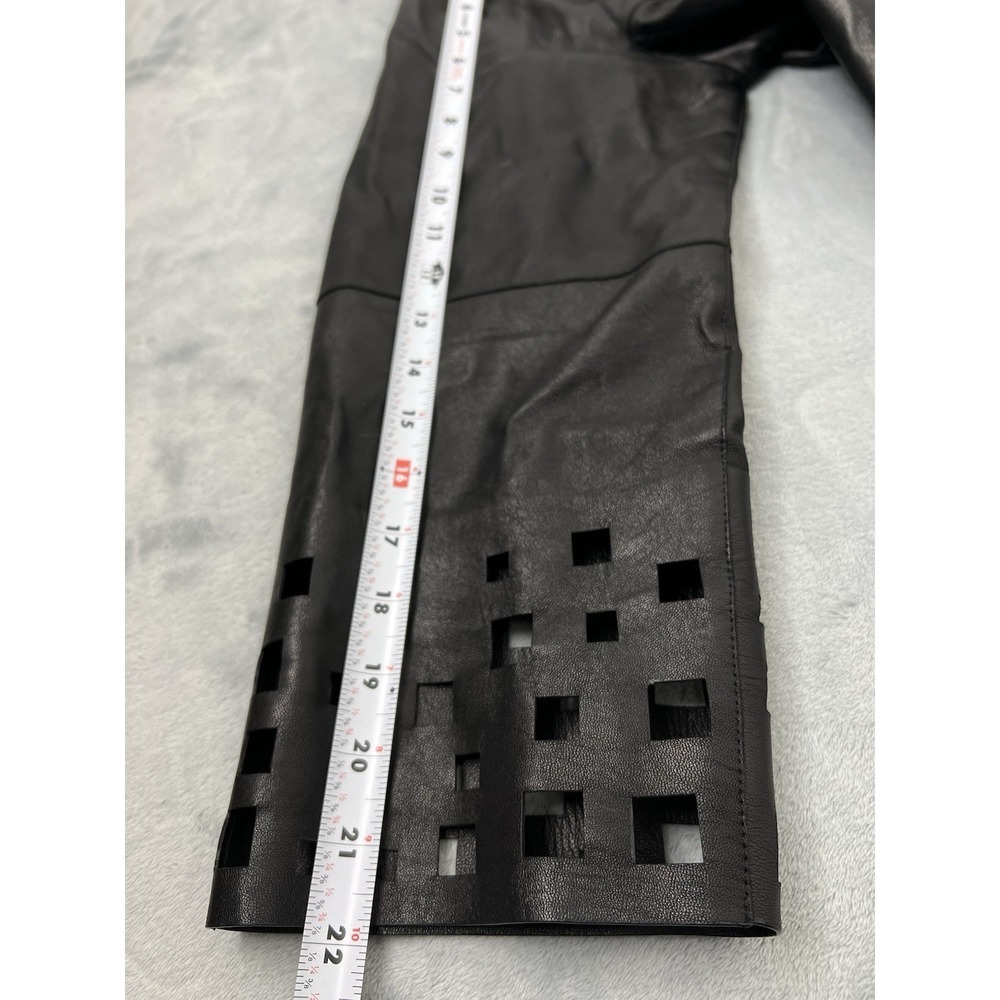 Lafayette 148 New York Laser Cut 100% Leather Front Full Zipper Jacket Size XL - Picture 12 of 13